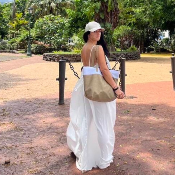 Loose Fitting White Backless Drawstring Cami Long Maxi Dress - Picture 8 of 10